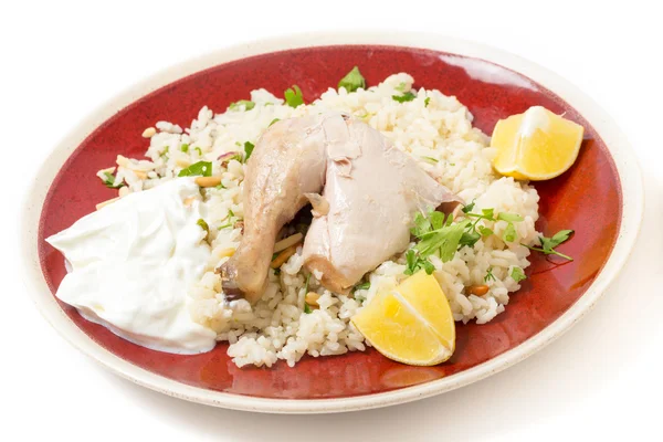 Mediterranean chicken pilaf meal — Stock Photo, Image