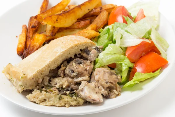 Chicken mushroom pudding meal — Stock Photo, Image