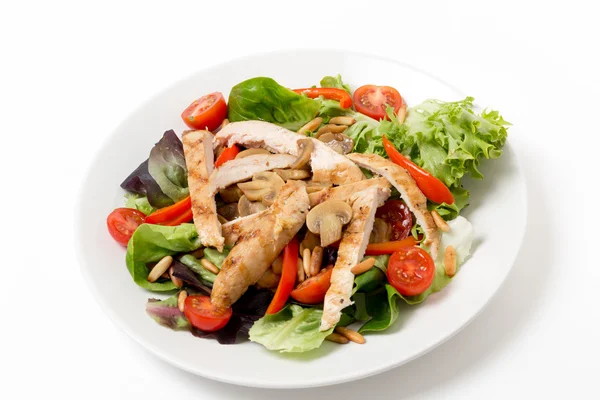 Chicken and mushroom salad plate side view — Stock Photo, Image