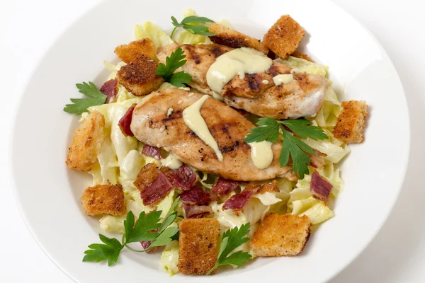 Chicken caesar salad high angle view — Stock Photo, Image