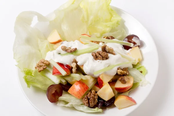 Waldorf salad over white high angle view — Stock Photo, Image