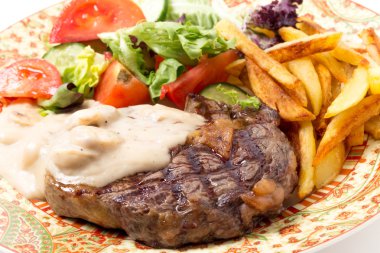 Ribeye steak meal closeup clipart
