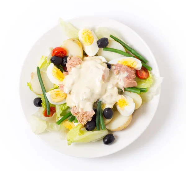 Nicoise salad from above — Stock Photo, Image