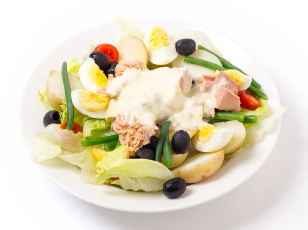 Nicoise salad from the side — Stock Photo, Image