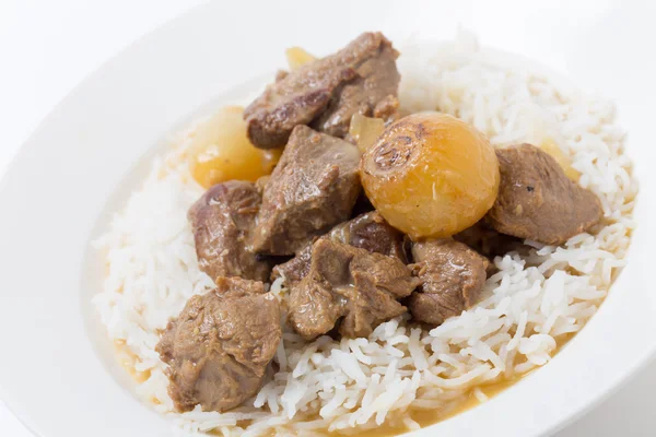 Cordero fricassee con arroz en ángulo —  Fotos de Stock