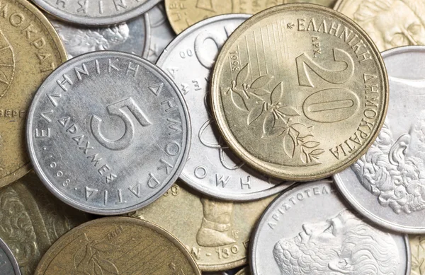 Greek drachma coins — Stock Photo, Image