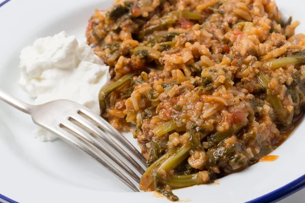 Turkish mince and spinach — Stock Photo, Image
