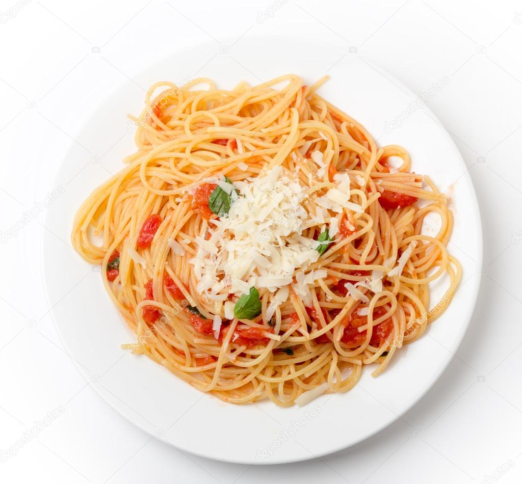 Spaghetti al pomodoro from above