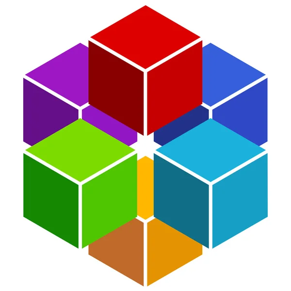 Würfel abstraktes mehrfarbiges Element — Stockvektor