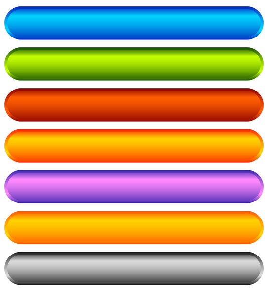 Horizontal colorful banners, buttons set