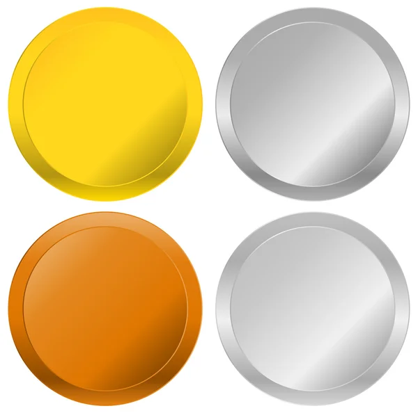 Gold, silver, bronze and platinum badges — Stock Vector