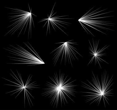 Abstract explosion, burst, rays elements clipart
