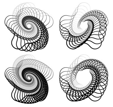 spiral lines abstract elements set clipart
