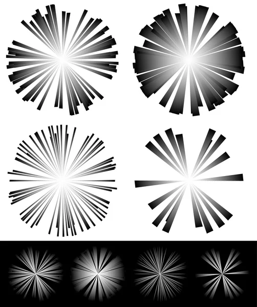 Vigas radiantes, elementos de rayos — Vector de stock