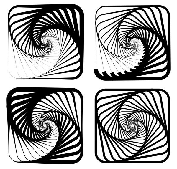 Spirale abstraite, ensemble d'éléments vortex — Image vectorielle