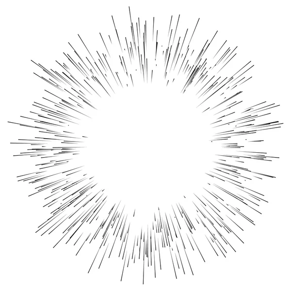 Abstracte explosie, monochroom lijnen — Stockvector