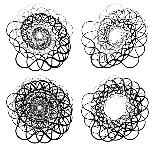Lignes spirales éléments abstraits ensemble — Image vectorielle