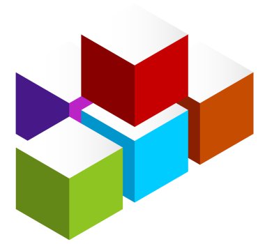 3D küpleri renkli simge yığılmış  