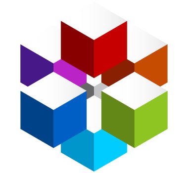 3D küpleri renkli simge yığılmış  
