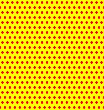 Sarı ve kırmızı puantiyeli desen