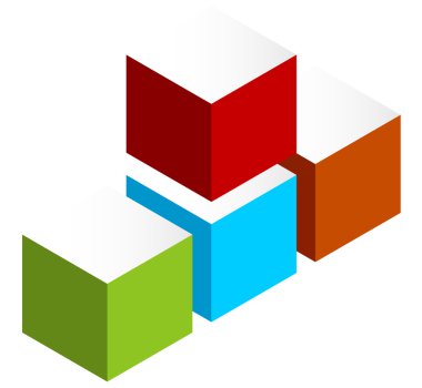 3D küpleri renkli simge yığılmış  