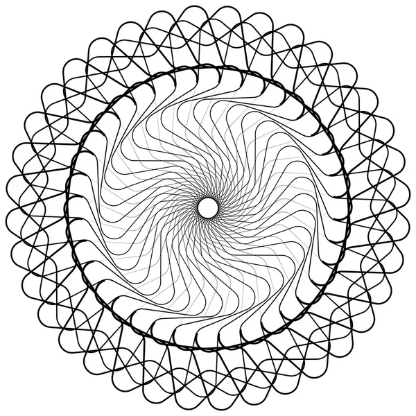 Elemento espiral monocromo abstracto — Vector de stock