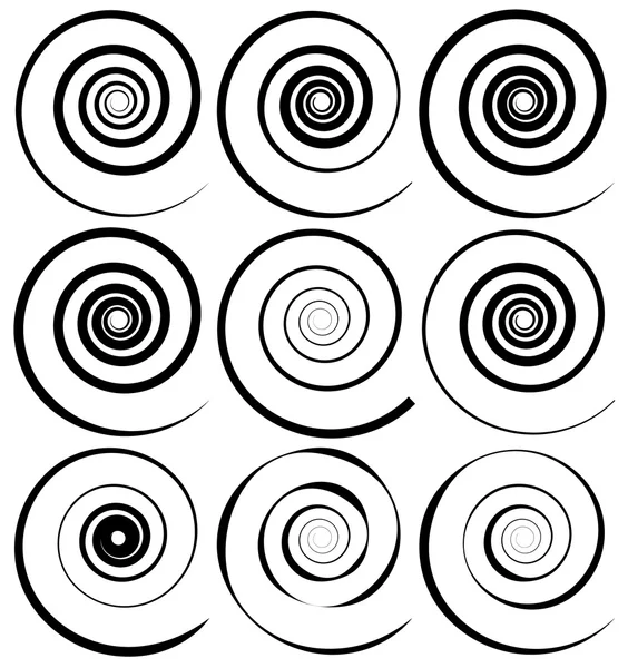 Abstract spiral shapes, elements set — Stock Vector