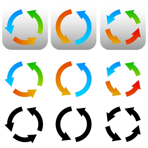 Kruhové šipky ikony nastavit — Stockový vektor