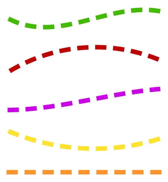 Conjunto de líneas discontinuas de colores — Vector de stock