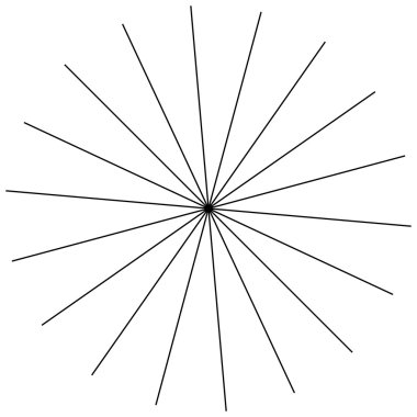 Radyal, düz ince çizgiler yayılan.  
