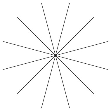 Radyal, düz ince çizgiler yayılan.  