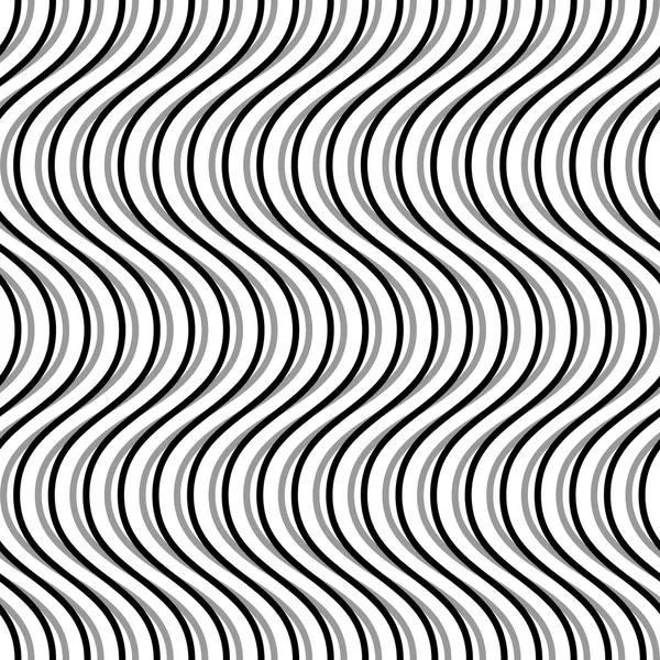 Golflijntjes geometrische zwart-wit patroon — Stockvector