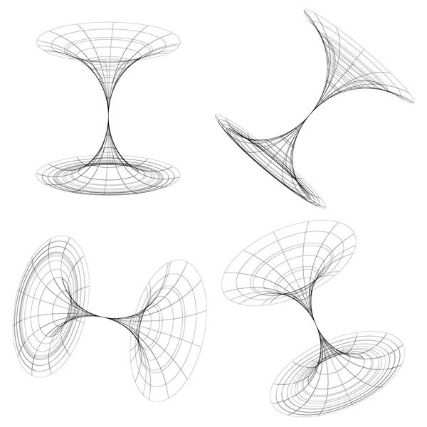 Objetos de marco de alambre 3d abstractos . — Archivo Imágenes Vectoriales