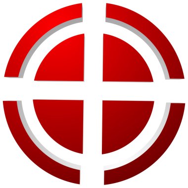 Hedef işareti, dürbün ağı, artı simgesi 