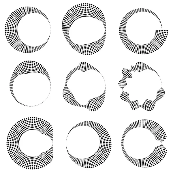Ensemble d'éléments géométriques en pointillés circulaires — Image vectorielle