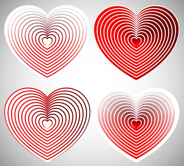 Éléments de coeur avec contours — Image vectorielle