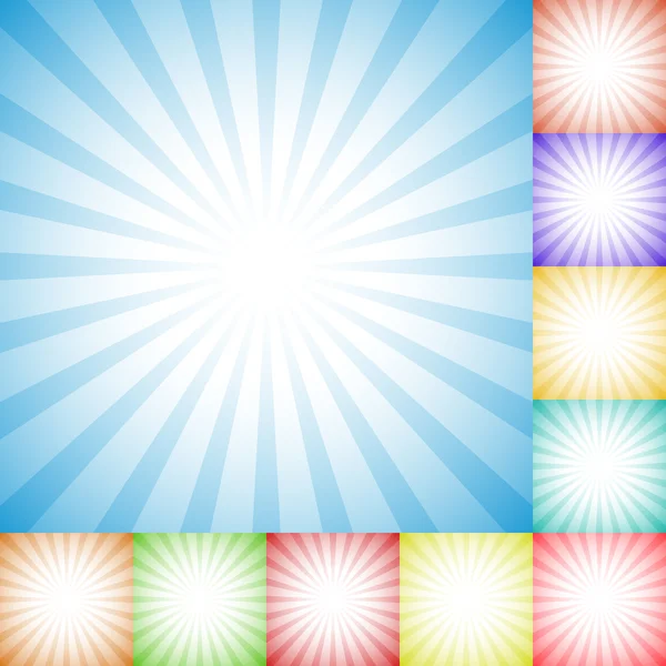 Sunburst, starburst pattern szett — Stock Vector