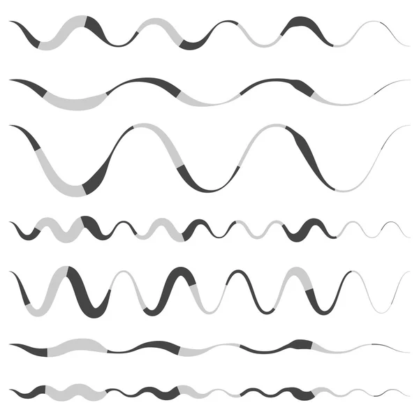 Línea abstracta ondulada, curvada, elementos de rayas — Vector de stock