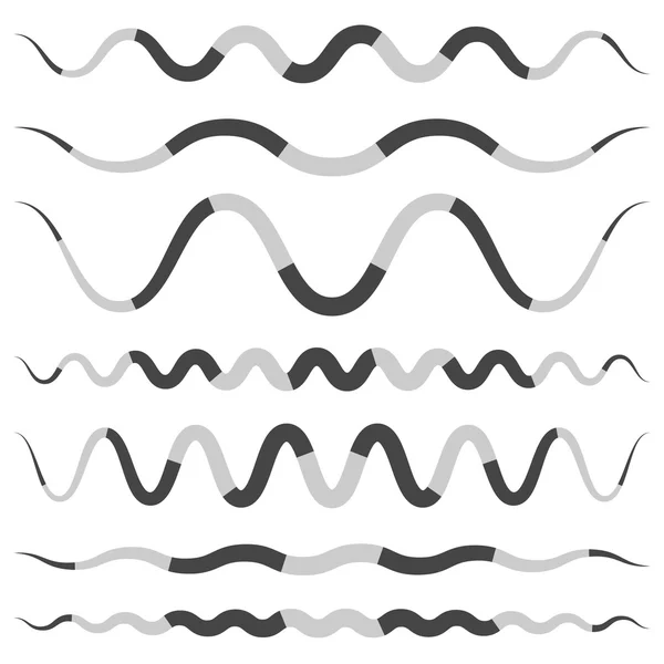 Bergelombang, garis abstrak melengkung, elemen garis - Stok Vektor