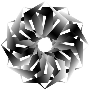 Radyal, spirally geometrik dekoratif öğe 