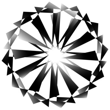 Radyal, spirally geometrik dekoratif öğe 