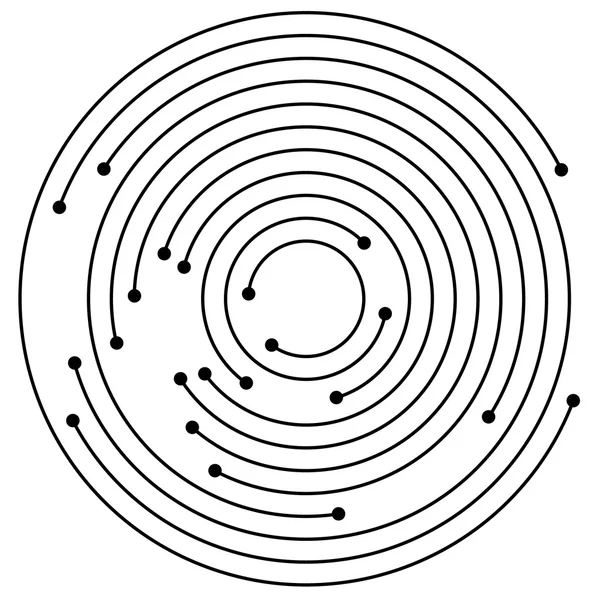 Concentrische cirkels met stippen element. — Stockvector