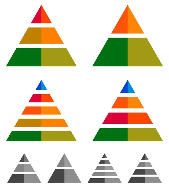 Serie di grafici a piramide, cono, triangolo — Vettoriale Stock