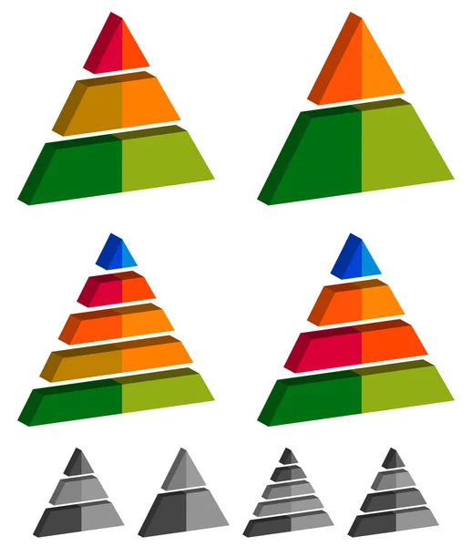 Piramis, kúp, háromszög diagramok készlet — Stock Vector