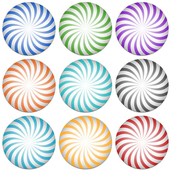 Lignes en spirale insignes d'explosion d'étoiles ensemble — Image vectorielle