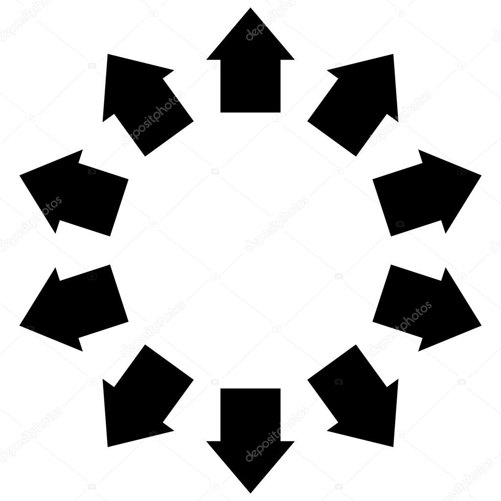 Group of arrows in circle pointing outwards