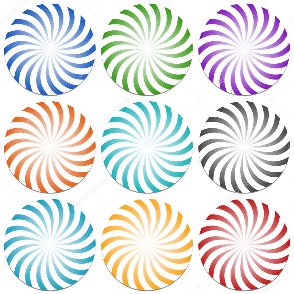 spiral lines starburst badges set