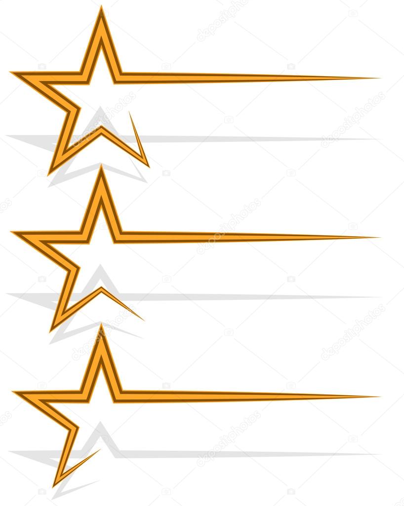 Star decoration elements with dynamic line, trail