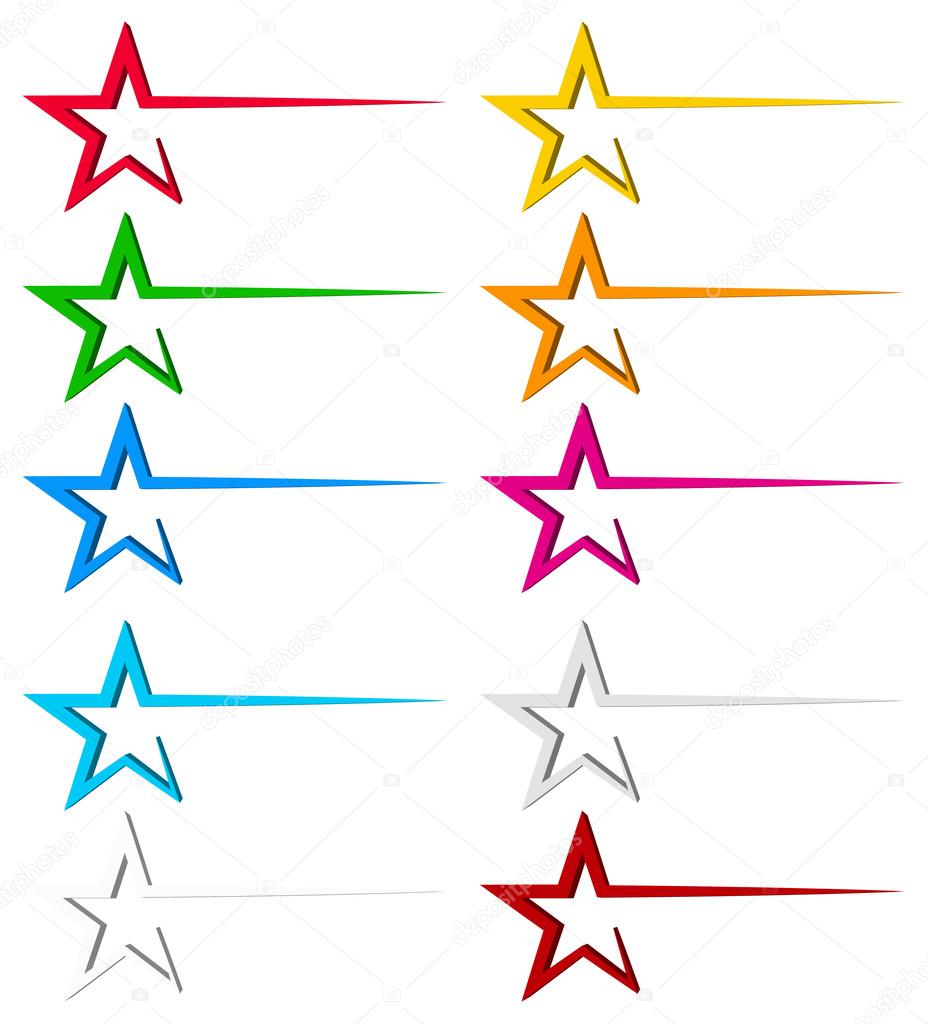 Star decoration elements with dynamic line, trail