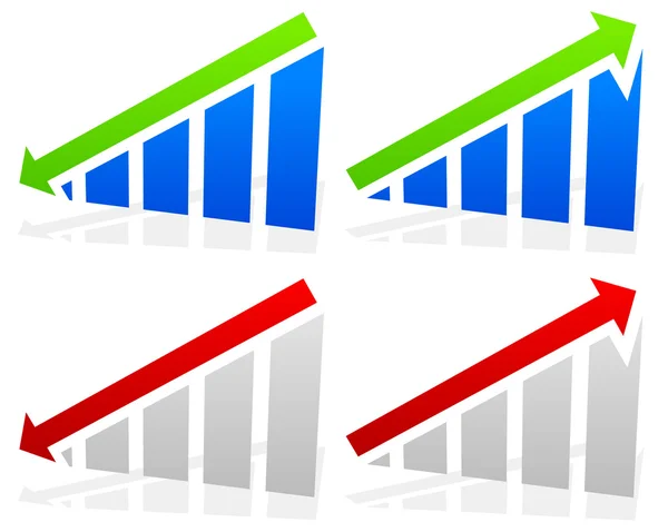 Gráfico de barras com conjunto de setas —  Vetores de Stock